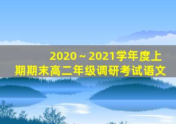 2020～2021学年度上期期末高二年级调研考试语文