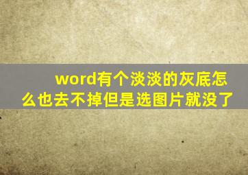 word有个淡淡的灰底怎么也去不掉但是选图片就没了