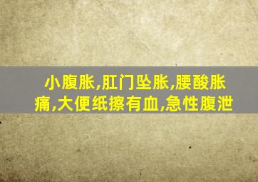 小腹胀,肛门坠胀,腰酸胀痛,大便纸擦有血,急性腹泄