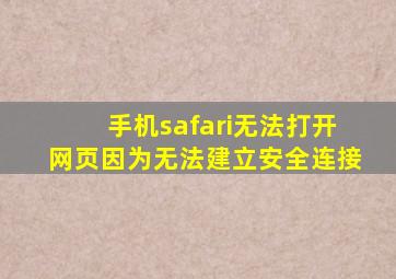 手机safari无法打开网页因为无法建立安全连接
