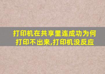 打印机在共享里连成功为何打印不出来,打印机没反应