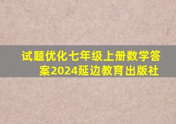 试题优化七年级上册数学答案2024延边教育出版社