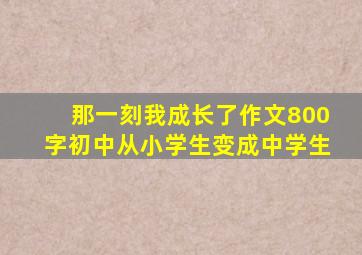 那一刻我成长了作文800字初中从小学生变成中学生