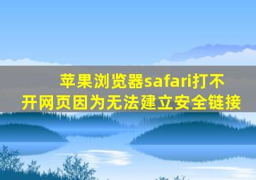 苹果浏览器safari打不开网页因为无法建立安全链接